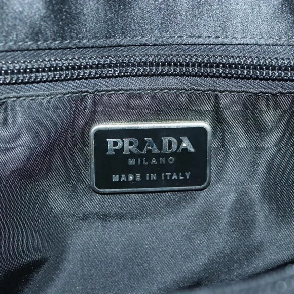 PRADA Hand Bag Satin Black Silver Auth 96617 - Picture 6 of 16